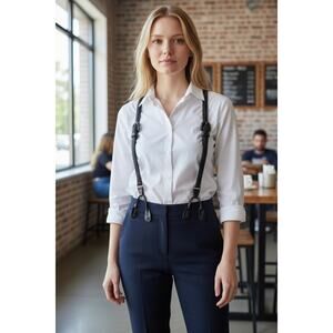 Vintage 90's Unique Braided Leather Suspenders